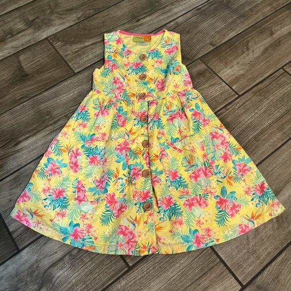 Floral Yellow Kids Dress 4T - Picture 1 of 2